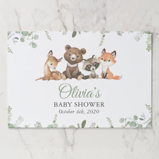 森林動物，森，ワイルドワン，赤ちゃんシャワー ペーパーパッド (正面)