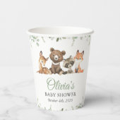 森林動物，森，ワイルドワン，赤ちゃんシャワー 紙コップ (裏面)