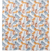 森林動物。水彩画 シャワーカーテン (正面)