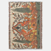 森林動物,花の間の赤い葉ウサギ スローブランケット (正面縦)