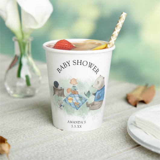 森林動物 – 赤ちゃんシャワー 紙コップ (インサイチュ)