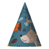 森林動物,青,スカンジナビアスタイル パーティーハット (左)
