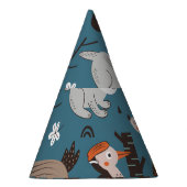 森林動物,青,スカンジナビアスタイル パーティーハット (右)