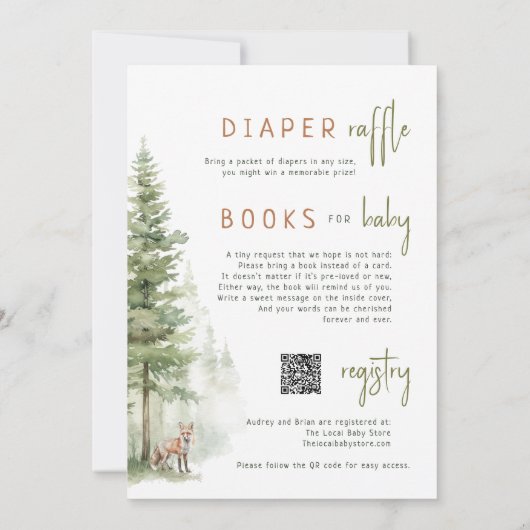 森林動物 | 1組のカップルで赤ちゃんシャワー 招待状 (裏面)