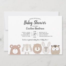 森林及びジャングル動物のベビーシャワーの招待状 招待状