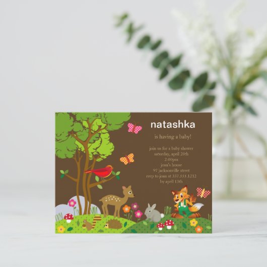森林友人のベビーシャワーの招待状 招待状 (スタンド正面)