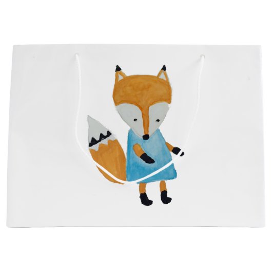 森林友人の愛らしく小さい森林キツネ ラージペーパーバッグ (正面)