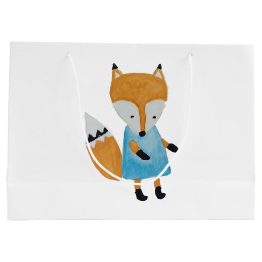 森林友人の愛らしく小さい森林キツネ ラージペーパーバッグ (裏面)