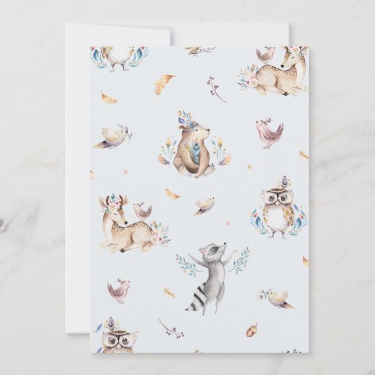 森林友人の野生の1匹の誕生日の招待状 招待状 (裏面)