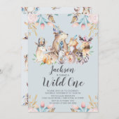 森林友人の野生の1匹の誕生日の招待状 招待状 (正面/裏面)
