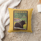 森林場面ヴィンテージ旅行のツキノワグマ クッション (ブランケット)