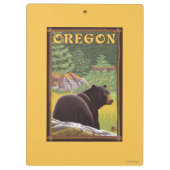 森林場面ヴィンテージ旅行のツキノワグマ クリップボード (裏面)