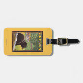 森林場面ヴィンテージ旅行のツキノワグマ ラゲッジタグ (正面横)