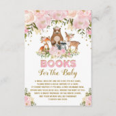 森林女の赤ちゃんの赤面の金ゴールドの花柄は本を持って来ます エンクロージャーカード (正面)