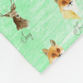 森林孤のアナグマの雄鹿のシカはヒップスターの孤を印刷します フリースブランケット (角)