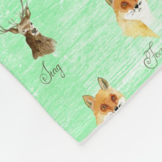 森林孤のアナグマの雄鹿のシカはヒップスターの孤を印刷します フリースブランケット (角)