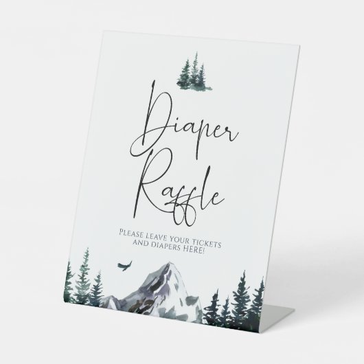 森林山赤ちゃんシャワーおむつラッフル 台座サイン (正面)