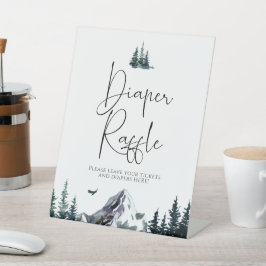 森林山赤ちゃんシャワーおむつラッフル 台座サイン