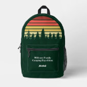 森林日没キャンプ旅行グリーンカスタマイズ プリントバックパック (正面)