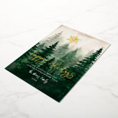 森林景観シーンハッピーホリデー 箔招待状 (回転した状態)