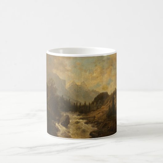 森林景観シーン（Josef Kriehuber著） コーヒーマグカップ (中央)