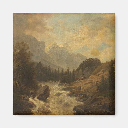 森林景観シーン（Josef Kriehuber著） マグネット (正面)