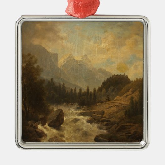 森林景観シーン（Josef Kriehuber著） メタルオーナメント (正面)