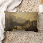 森林景観シーン（Josef Kriehuber著） ランバークッション (ブランケット)