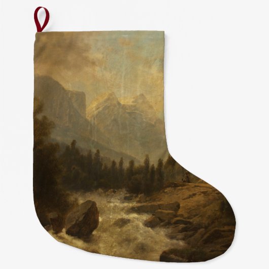 森林景観シーン（Josef Kriehuber著） ラージクリスマスストッキング (正面)