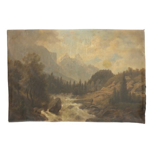 森林景観シーン（Josef Kriehuber著） 枕カバー (正面左)