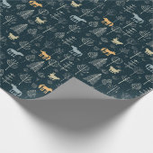 森林暗いパターン動物 ラッピングペーパー (角)