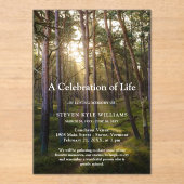 森林木日没お祝いライフ葬儀 アクリル招待状 (正面)