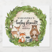 森林木材の木の木の切り赤ちゃんシャワー スパークリングワインラベル (シングルラベル)