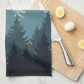 森林木黄金風景 キッチンタオル (四つ折り)