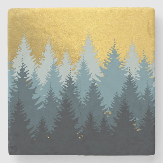 森林木黄金風景 ストーンコースター (正面)