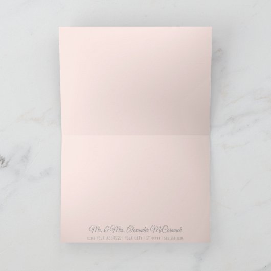 森林森林シカのBohoのばら色の花柄は感謝していしています サンキューカード (内部)