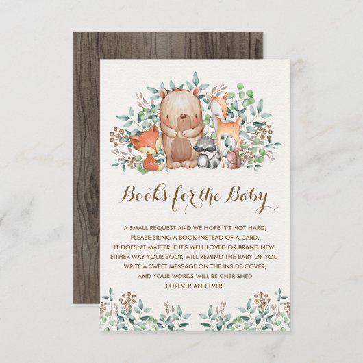 森林森林ベビー動物は本を持って来ます エンクロージャーカード (正面/裏面)