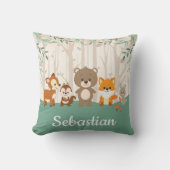森林森林動物のシカのキツネくまの子供部屋 クッション (正面)
