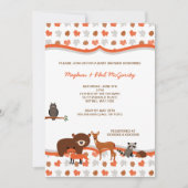 森林森林動物のベビーシャワーの中立招待 招待状 (正面)