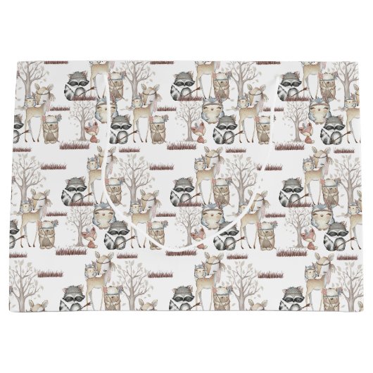 森林森林動物のベビー ラージペーパーバッグ (正面)