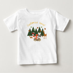 森林森林動物の誕生日のワイシャツ ベビーTシャツ