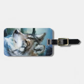 森林森林月光の満月のオオカミ ラゲッジタグ (正面横)