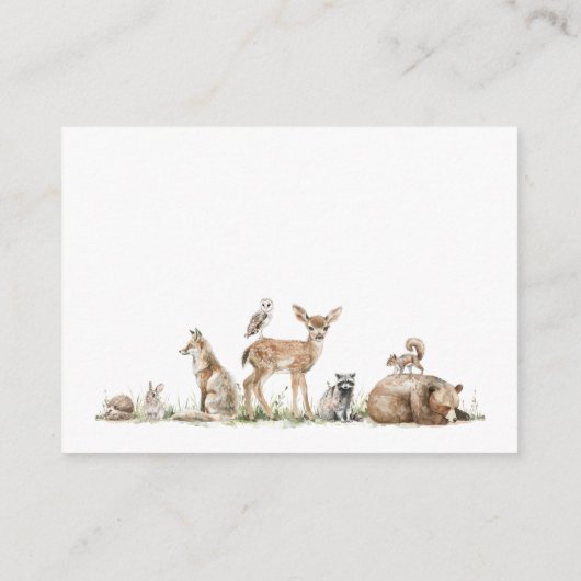 森林森林森林森林動物赤ちゃんシャワーベビー エンクロージャーカード (裏面)