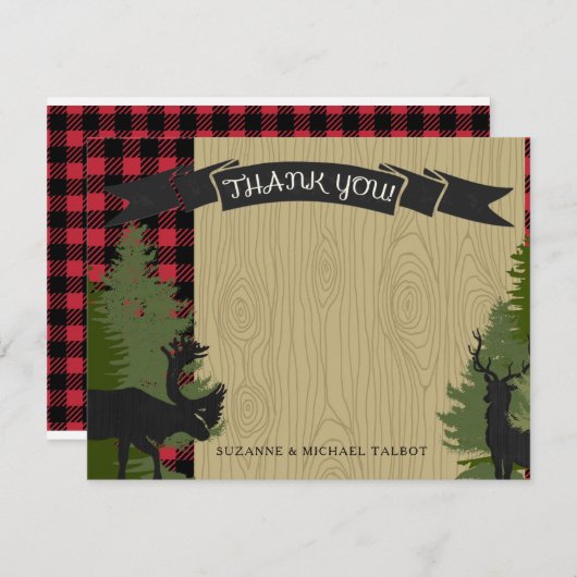 森林森林樵のベビーシャワーありがとう ノートカード (正面/裏面)