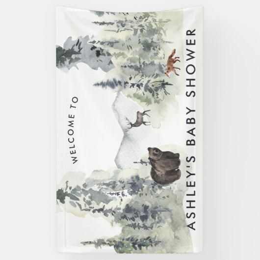 森林森林|ベビーシャワーの歓迎の旗 横断幕 (縦)