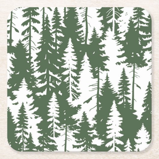 森林模様 スクエアペーパーコースター (正面)