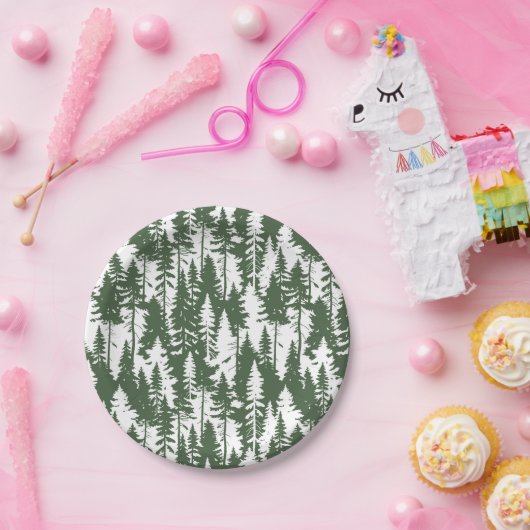 森林模様 ペーパープレート (パーティー)