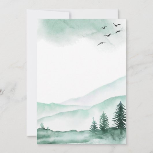 森林水の日素朴付の色を保存すモダンる セーブザデート (裏面)