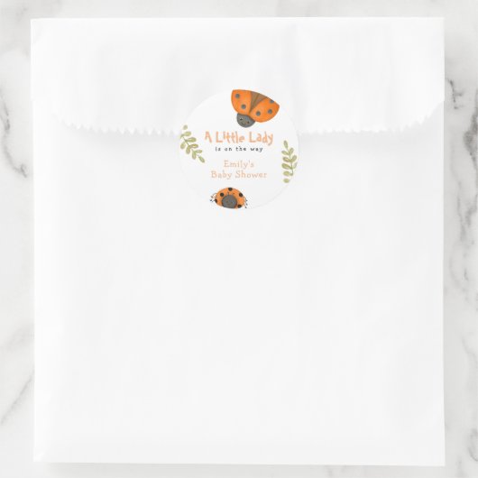 森林水の色の小さなLadybug赤ちゃんシャワー ラウンドシール (バッグ)