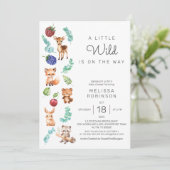 森林水彩動物男の赤ちゃんシャワー 招待状 (スタンド正面)
